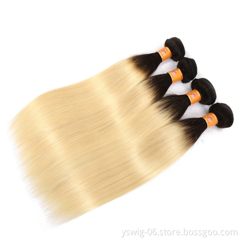Raw Unprocessed remy blonde ombre dark roots human hair, grade 10a 1B/613 straight virgin hair